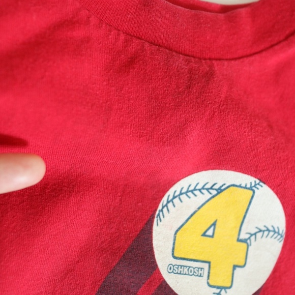 Vintage OSHKOSH Baseball Number 4 Red Tee / 3-4Y - Picture 6 of 8